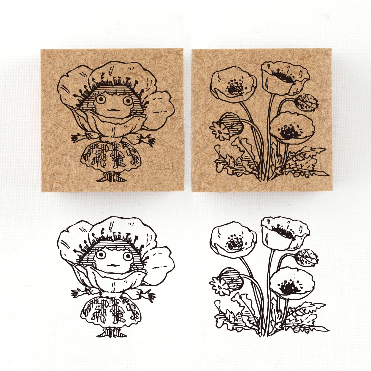 『ポピーの精霊 ポペル Popel』花の精霊フローラニマ達のスタンプ 30×30mm