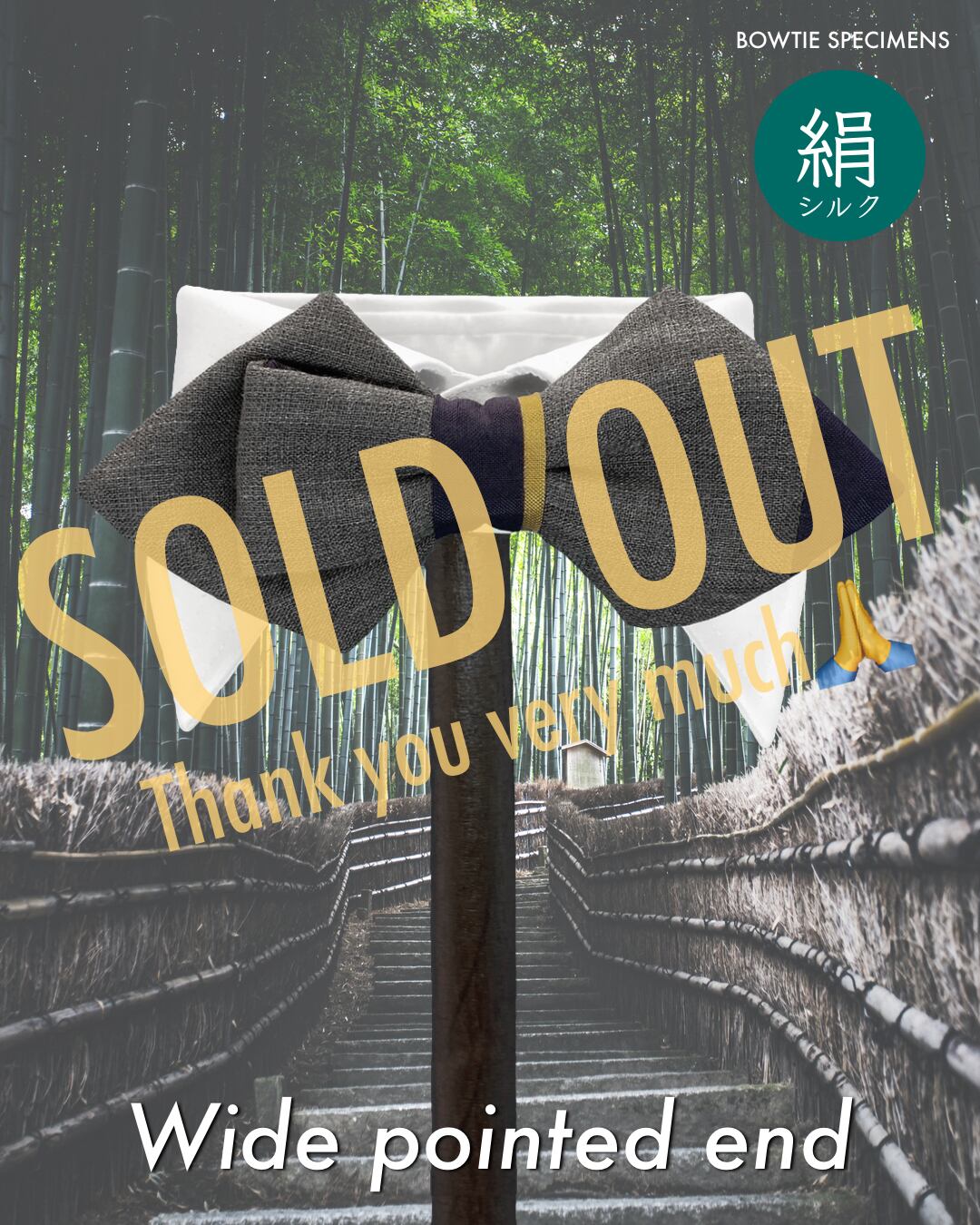 廃番/復刻版 ワイド・ポインテッドエンド (グレー/パープルアクセント) 作り結び型〈蝶ネクタイ 紫 色〉