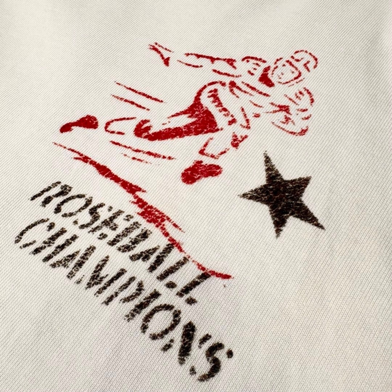 80s 90s リンガーロンT フロッキープリント M カナダ製 ベージュ L スポーツ 古着 ヴィンテージ | U/H_vtg