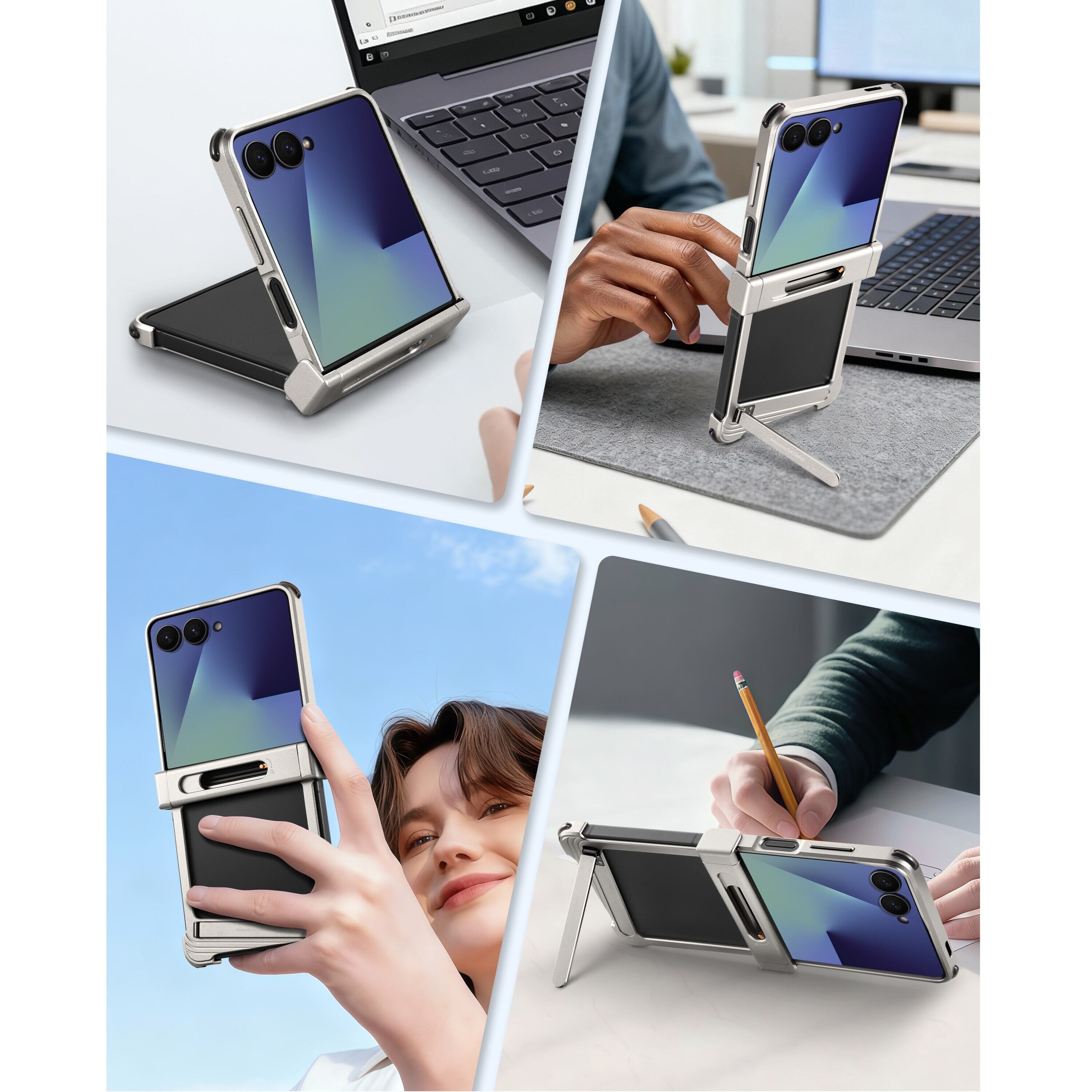 ◇Galaxy Z Flip 7◇ Stick Stand Aluminum Bumper Phone Case