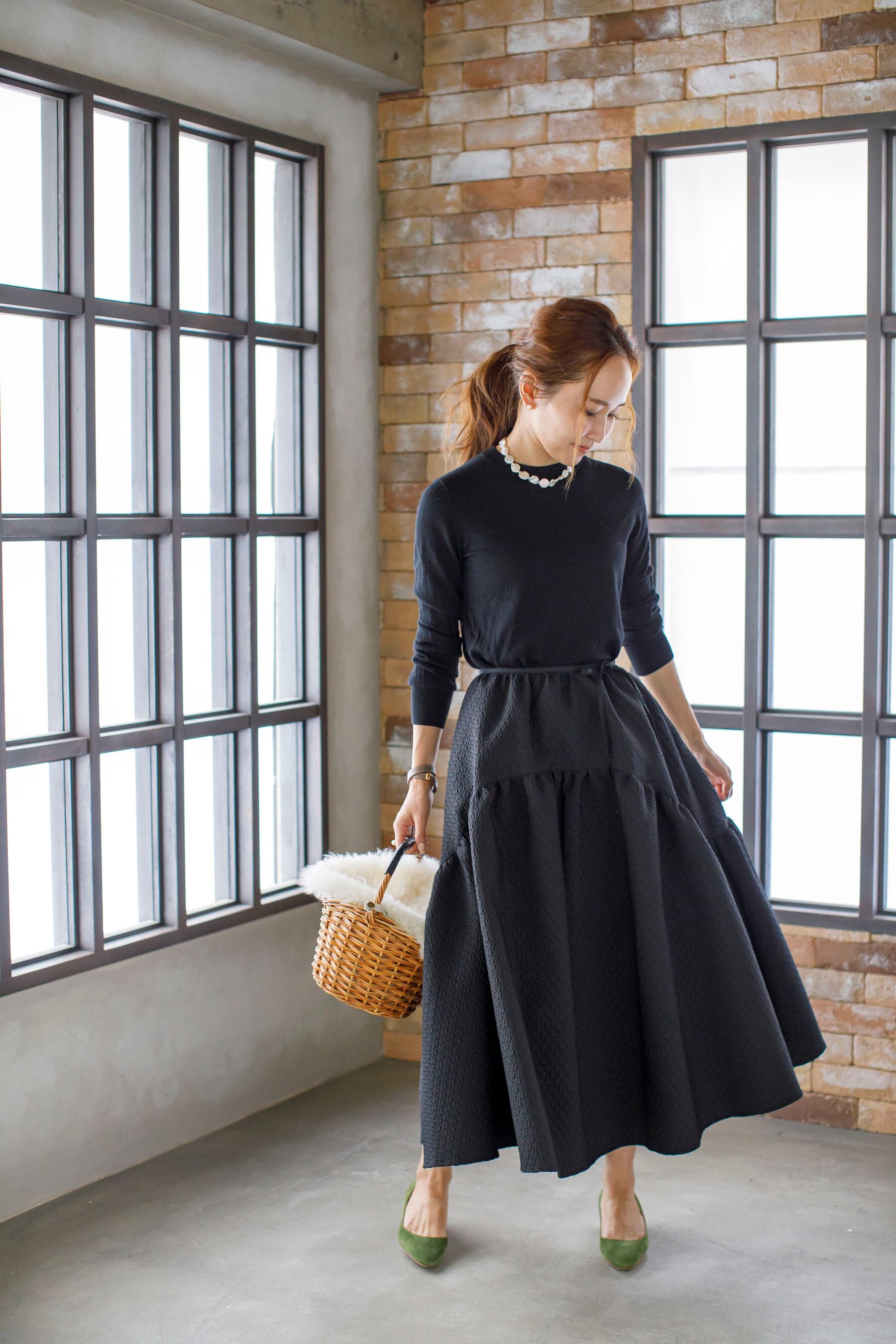 pcさま。Bluelea Jacquard skirt ブラック サイズ40-