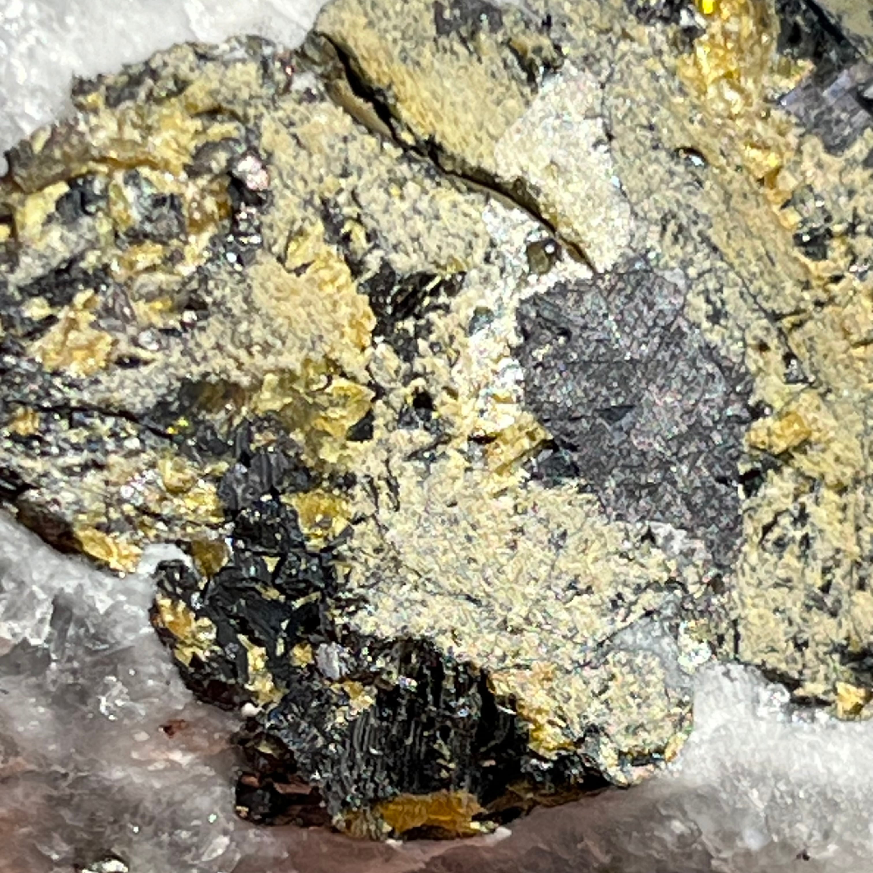 豊穣 ⁂ 黄銅鉱・パイライト共生水晶クラスター | partenaire