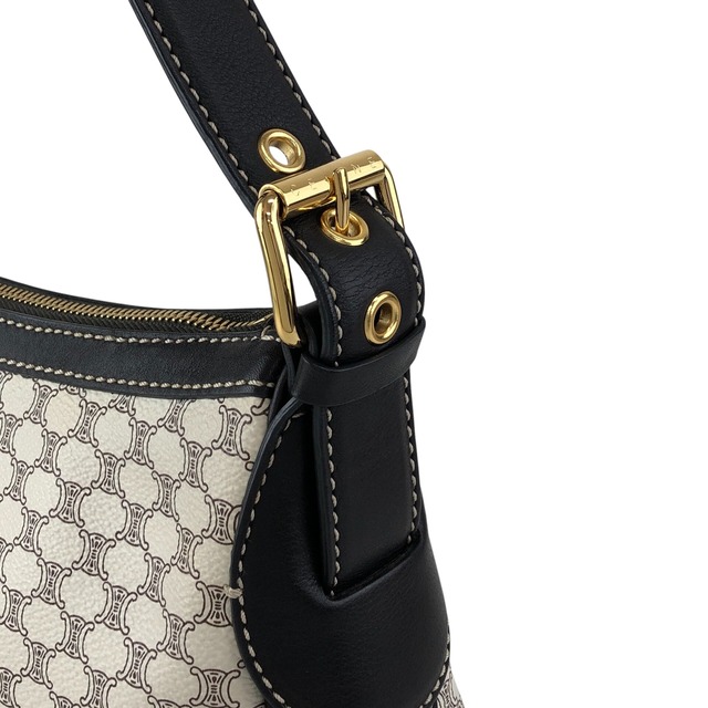 CELINE セリーヌ マカダム ショルダーバッグ ホワイト トリオンフ PVCレザー ワンショルダー vintage ヴィンテージ オールド frfffi