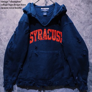 【 doppio】vintage “champion” collage logo design boro custom sweat hoodie
