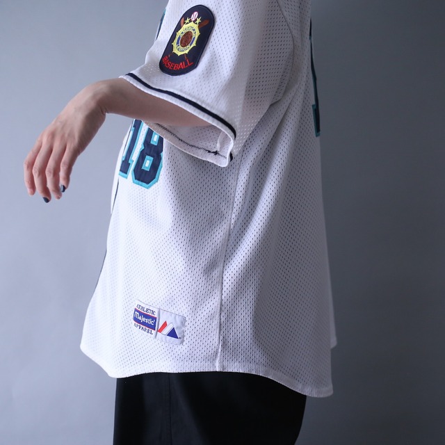 "EDMOND" 18 number over silhouette baseball shirt