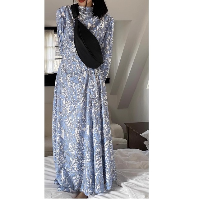 paisley long-sleeve one-piece 〈d101006〉