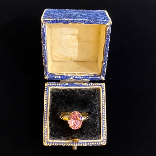 Icy pink oval glass ring