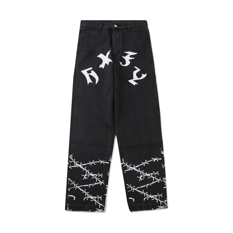 【新作】【送料無料】 Yidao Vintage 2020 Winter ese Retro Wild Straight Pants Boys Personalized Print TrendyJeans-アリババ レトロ ウィンター 冬物 ビンテージ hip6-16118214624065
