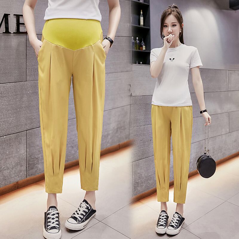 【新作】【送料無料】 マタニティウェア2020夏の新しいファッションシフォンアンチモスキートクロップドパンツバージョン妊婦のベリーリフトパンツ-アリババ サマー 夏物 expec231624443077