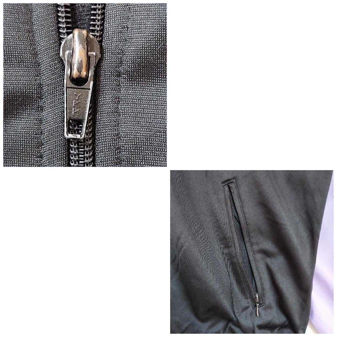 アディダス トラックジャケット 80s トレフォイル刺繍 L 黒 紫 白 ピンク