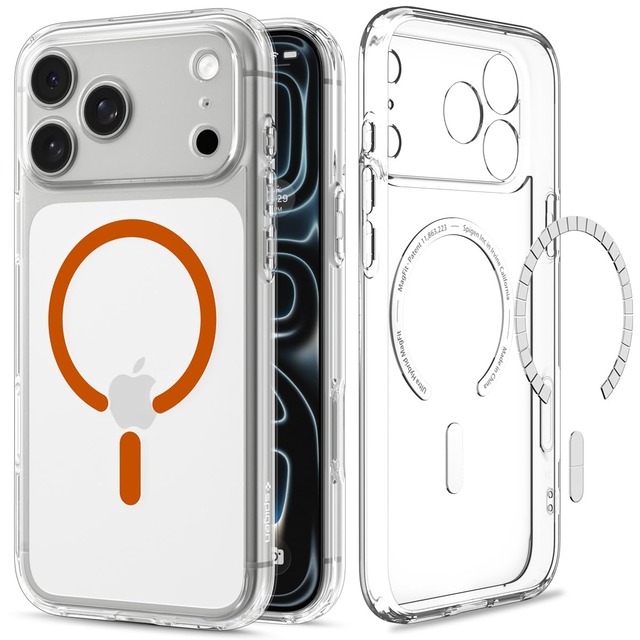 Spigen iPhone 18 Pro Max / 17 Pro Max ケース ウルトラ・ハイブリッド・マグフィット(クリア・オレンジ)