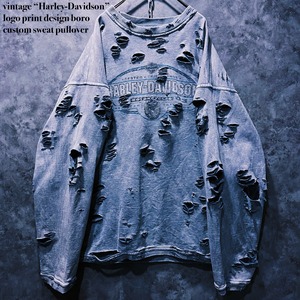 【doppio】vintage “Harley-Davidson” logo print design boro custom sweat pullover