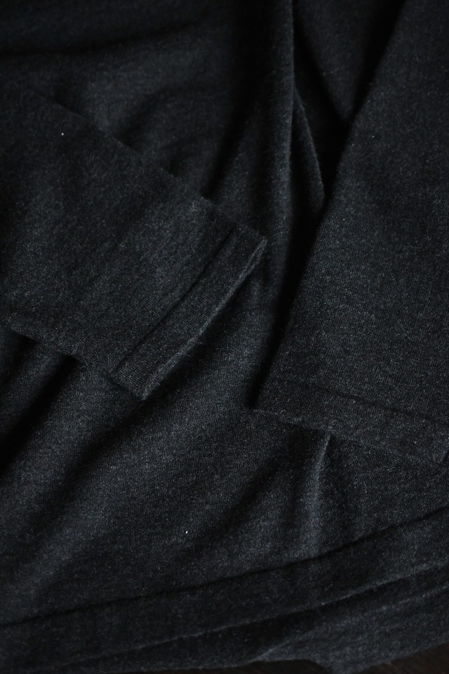 BATONER / Exclusive " ALASHAN CASHMERE T-KNIT " (MELANGE BLACK / IVORY)