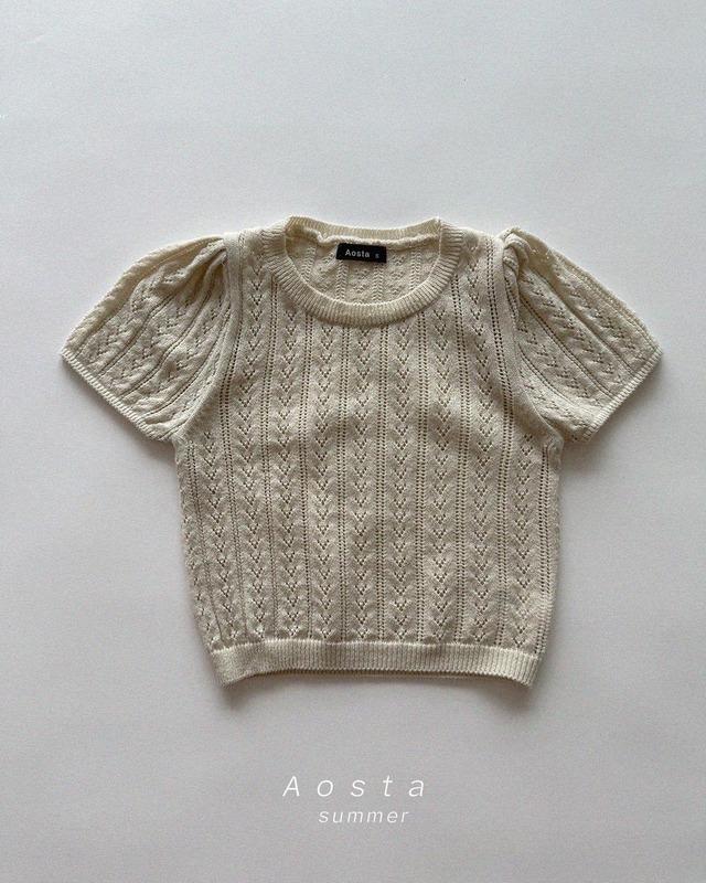 【予約/送料無料】Aosta/Knit Eyelet T