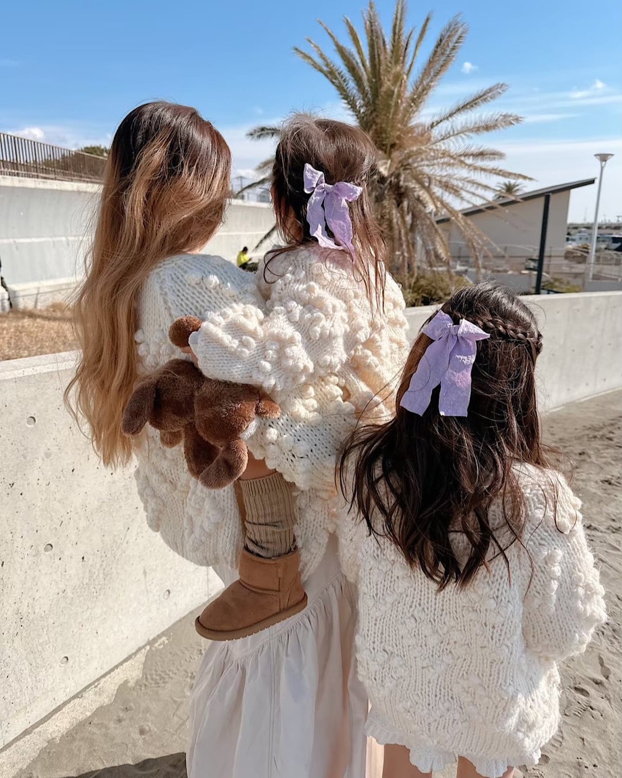 ハートポンポンニットカーディガン　キッズ