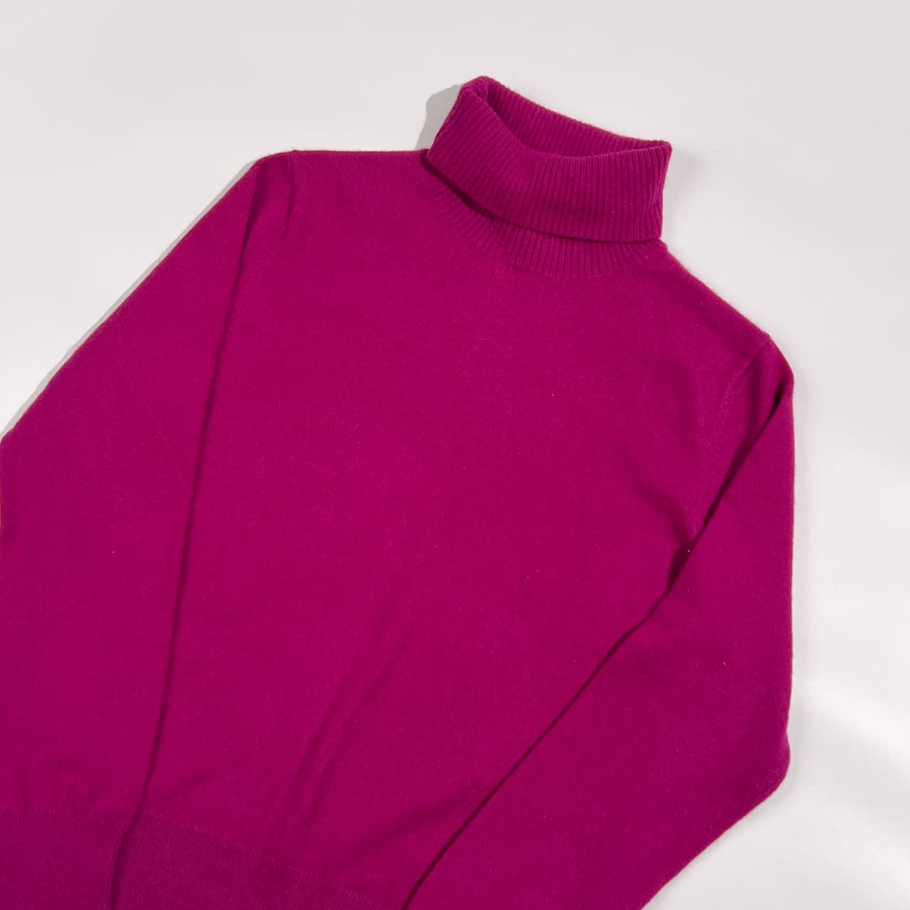 カシミヤ100% LANDS' END ランズエンド タートルネック ニット セーター L /マゼンタ系 レディース