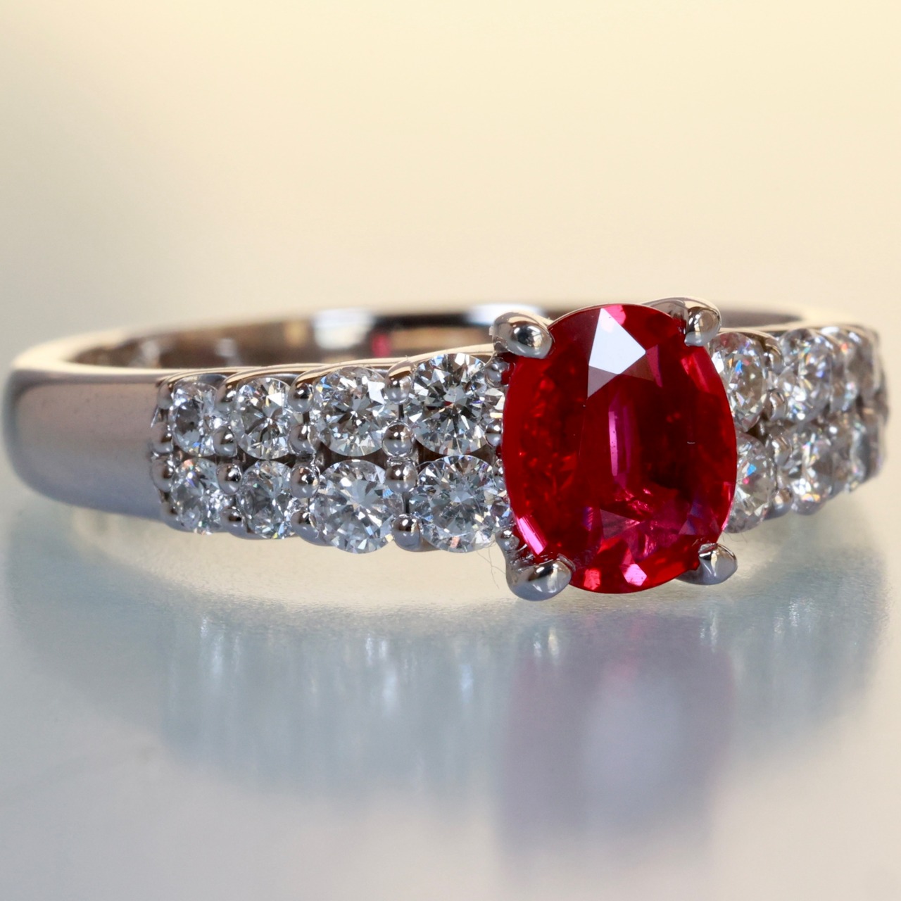 Pt900 非加熱 ルビー 0.709ct ダイヤモンド 0.47ct リング 13.2号 非  