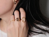 S925 SINGLE STONE THIN RING -GOLD RUTILE QUARTZ- 03