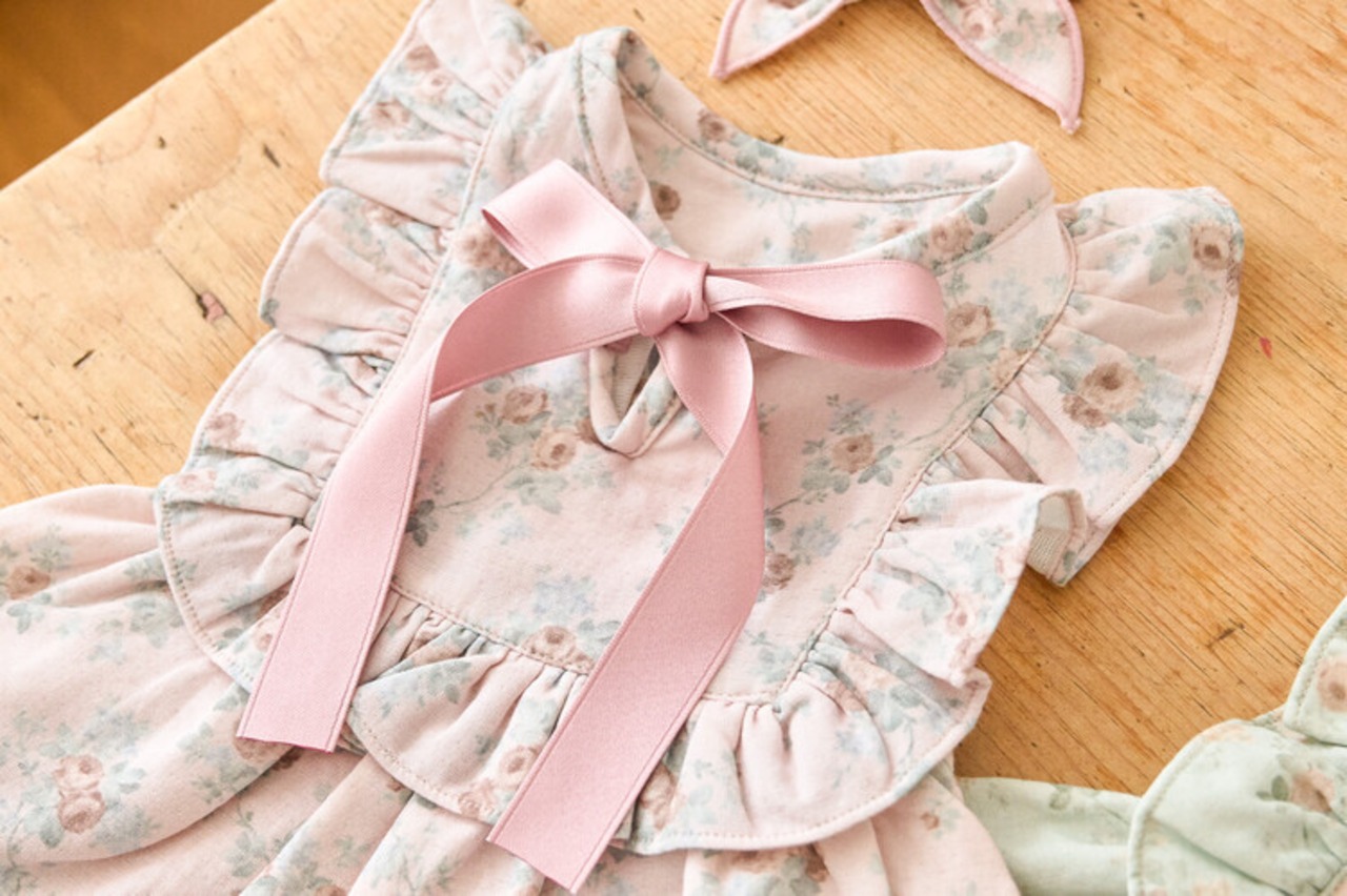 即納【kiki&nini】アメリーローズワンピース　(pink)