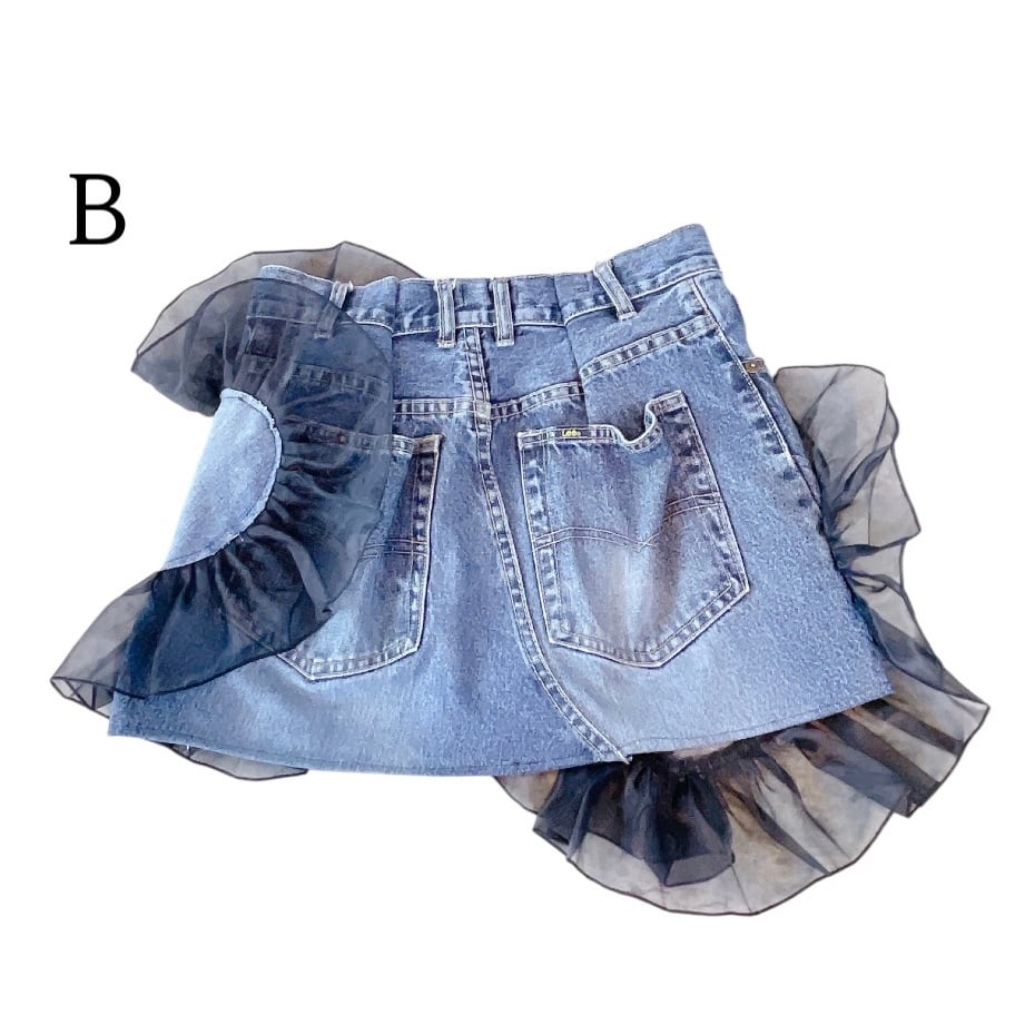 リメイク】リメイクチュールフリルデニムスカート | lilLilly official