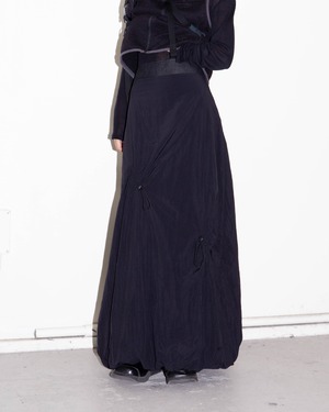 2000s Euro vintage - drawstring balloon nylon maxi skirt