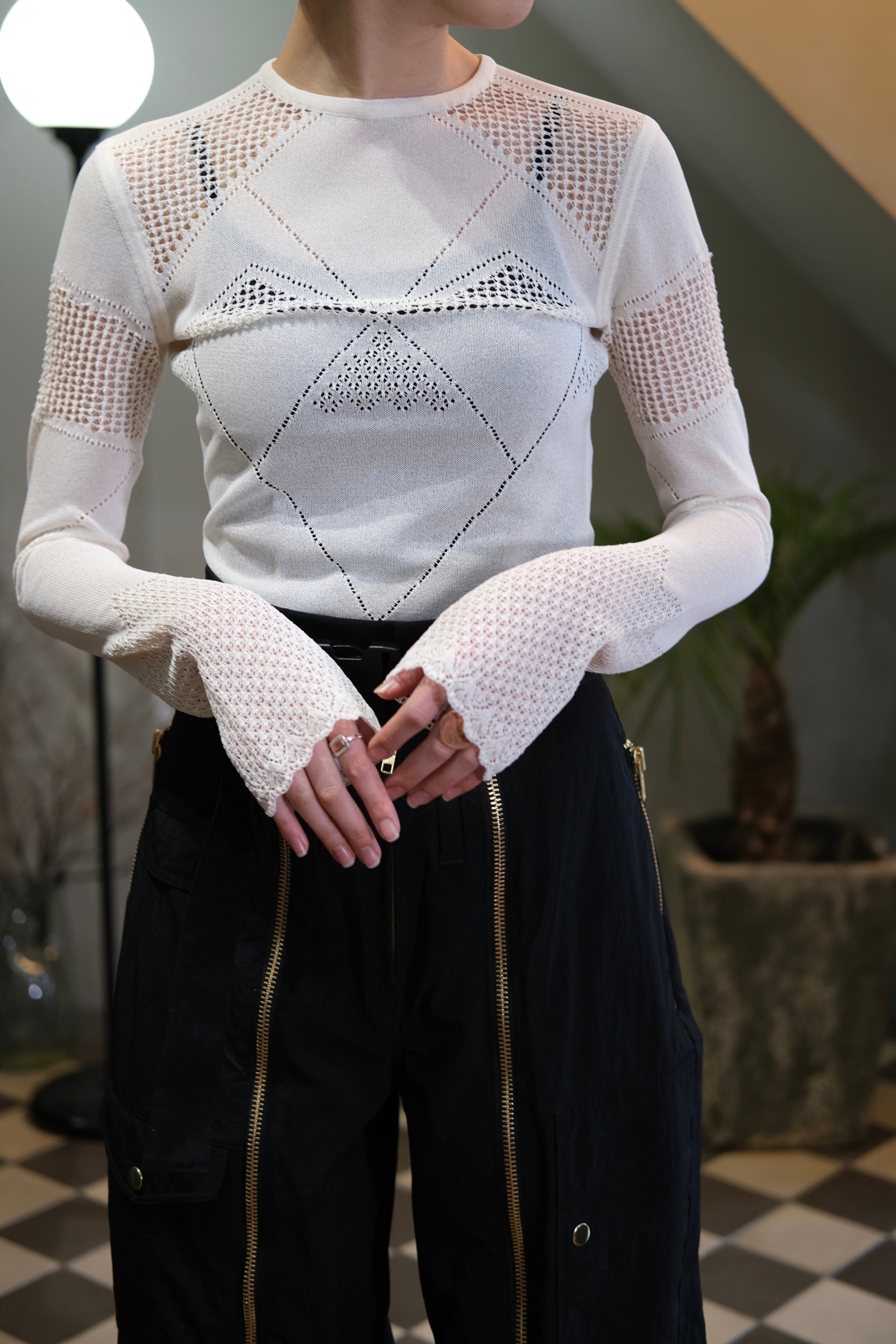 FETICO】lace knit bodysuit - white | loop FETICO】lace knit bodysuit - white | loop