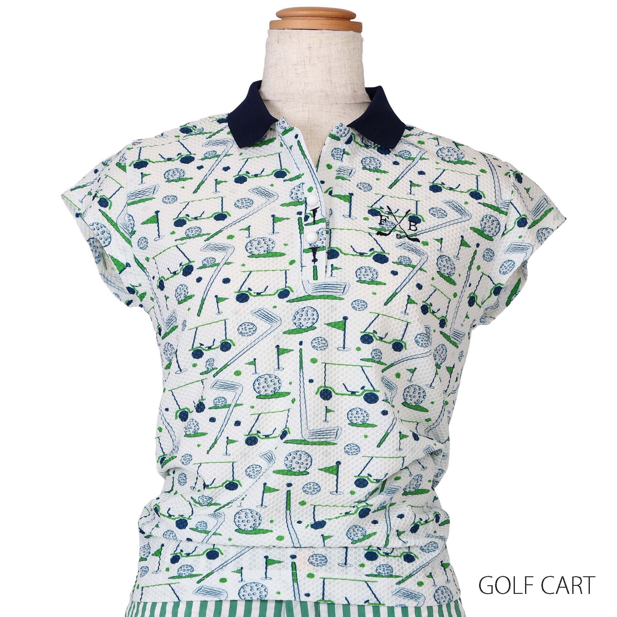 FBAL-PO38　レディース　ゴルフボールボタン半袖ポロ