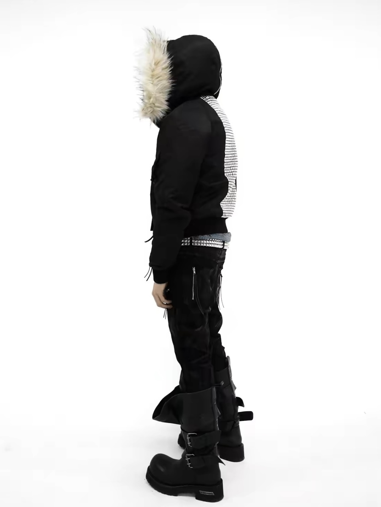 【UCANTBELIKEME】Coated Studded Skinny Denim