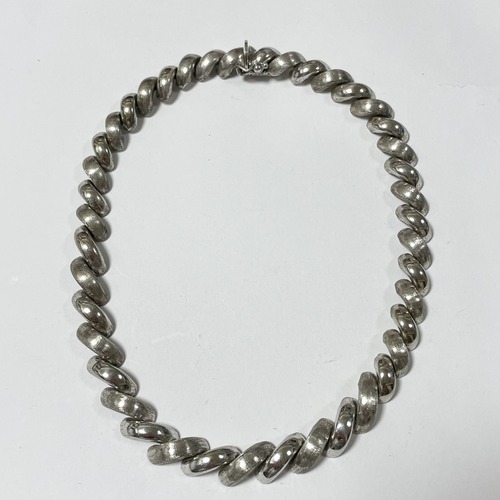 Vintage 835 Silver San Marco Rope Necklace From Hungary