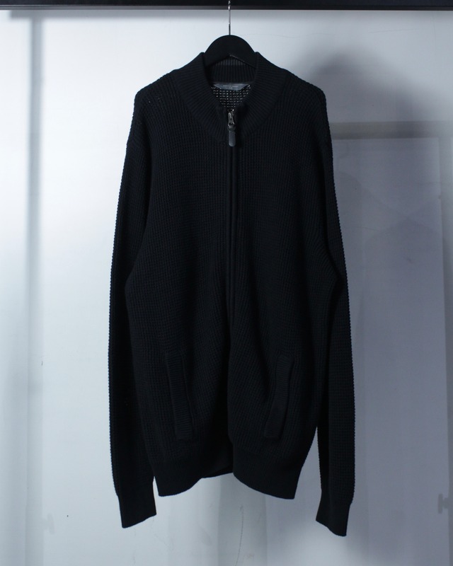 【Caka BLACK】Minimal Design Vintage Loose Zip Up Knit Jacket
