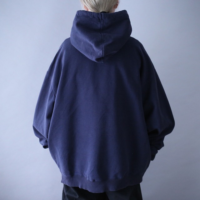 "Champion" dark navy color over silhouette sweat parka