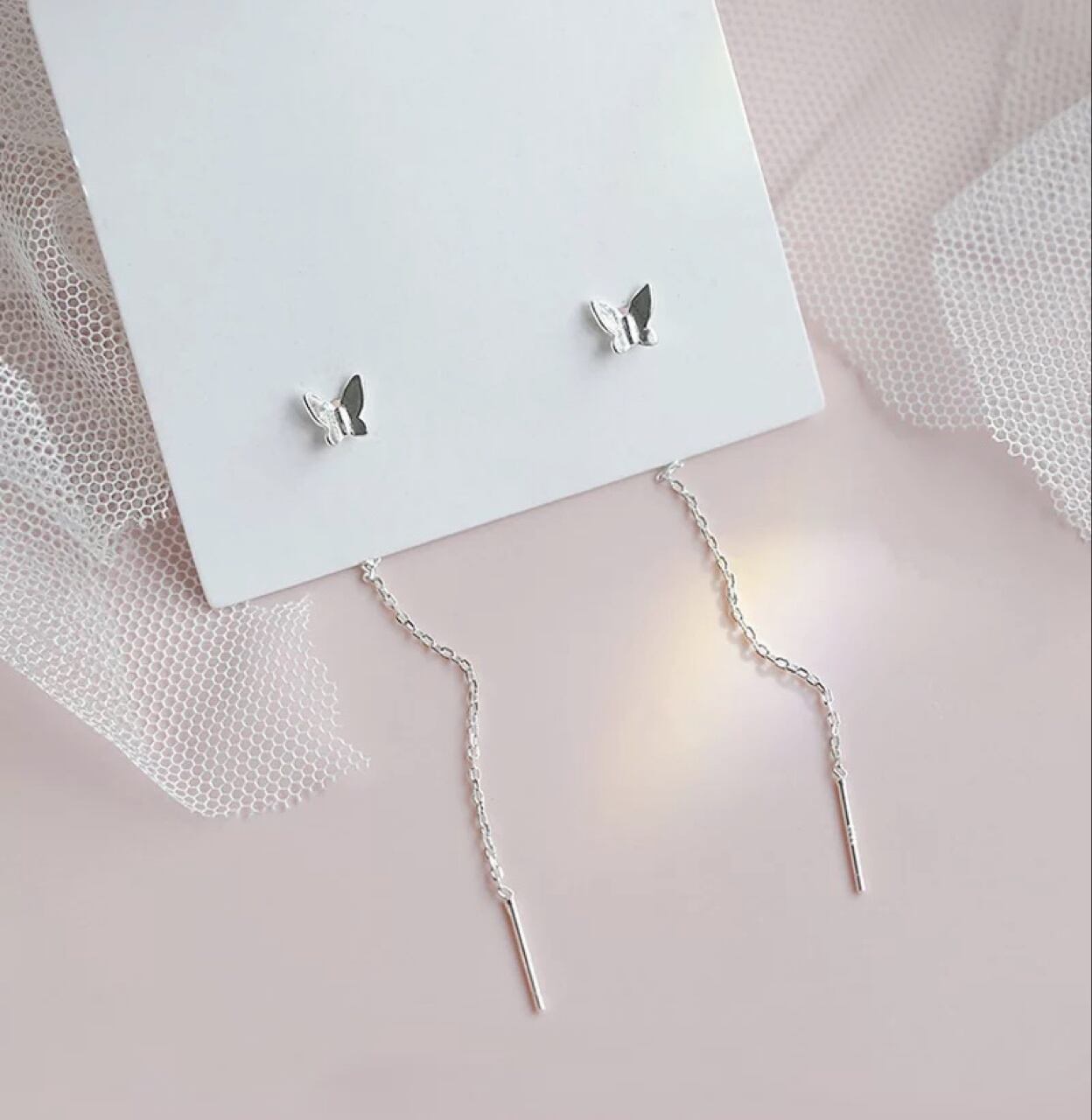 silver 925 butterfly chain pierce