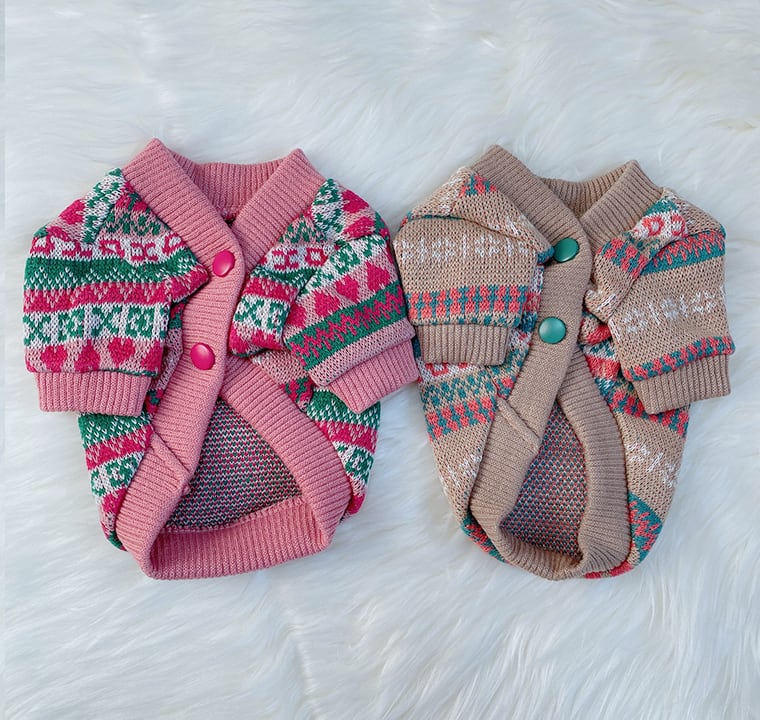 【SALE】ボヘミアンニットカーディガン 2color S ~ XL / 犬服 秋冬 新作 ドッグウェア 可愛い 犬の服 ペット わんこ服 小型犬 中型犬 猫 outer26