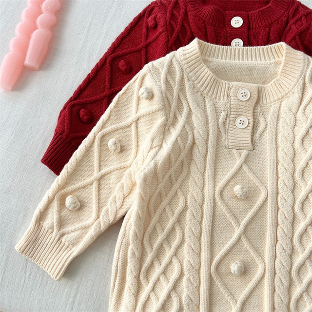 春新作　ベビー服　クルーネックニット　