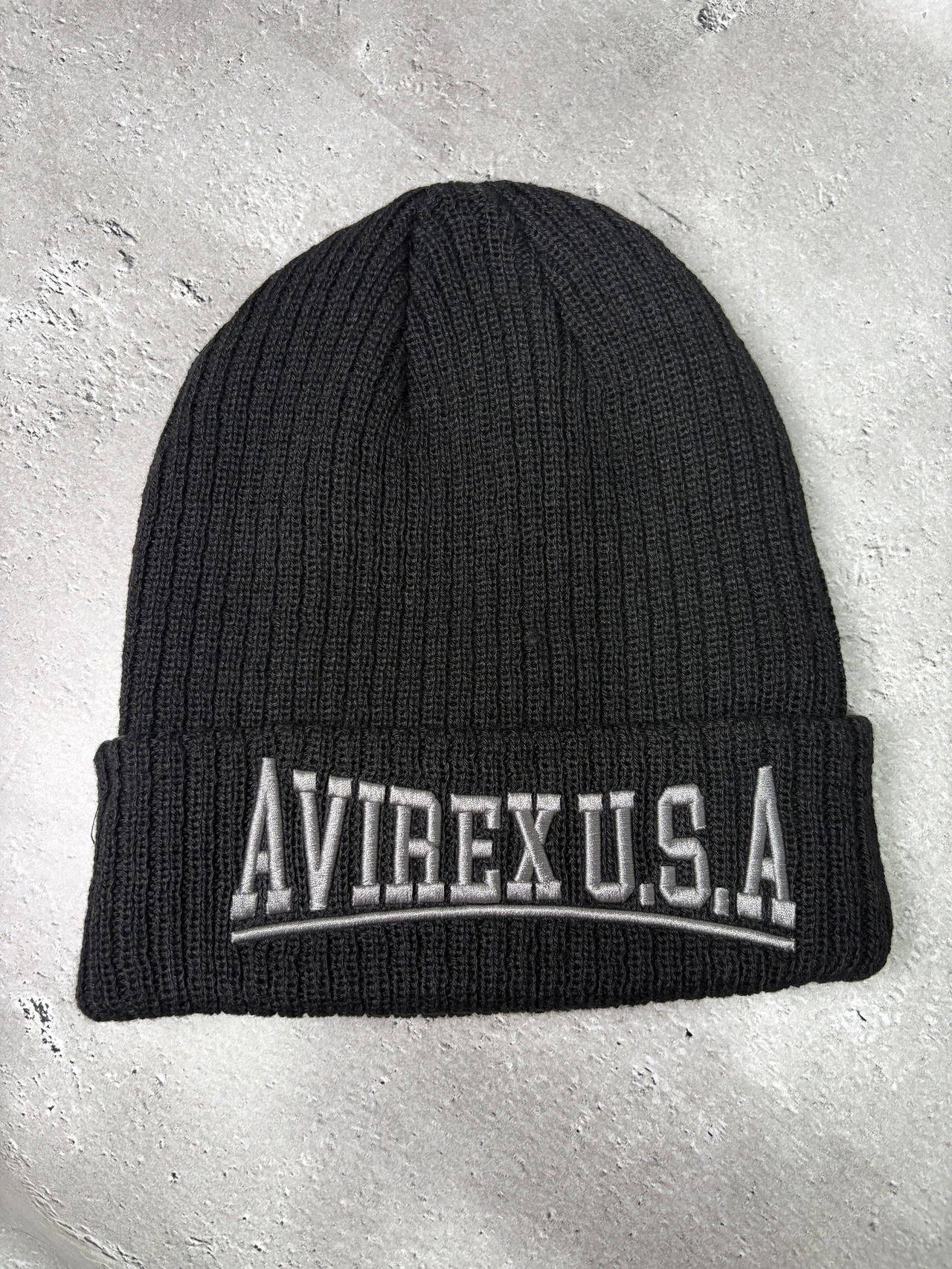 AVIREX / アヴィレックス ダブルアーチロゴニットワッチ ニット帽 ブラック