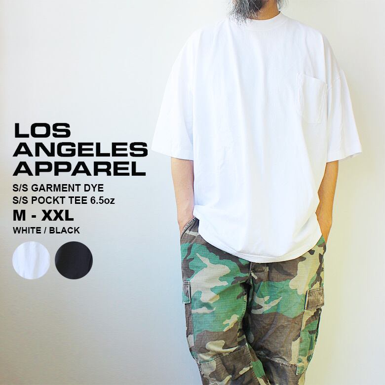 【la-1809gd】LOS ANGELES APPAREL ロサンゼルスアパレル ロスアパ 1809GD 6.5oz ガーメントダイ  ポケットTシャツ半袖 MADE IN USA / ビッグシルエット Tシャツ | セレクトショップ【P.C.H】 powered by BASE