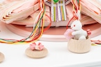№24S-08 桃山刺繍 二人飾り 咲 白塗りピンク 丸衝立 刺繍マリ 収納飾りセット thumbnail 18