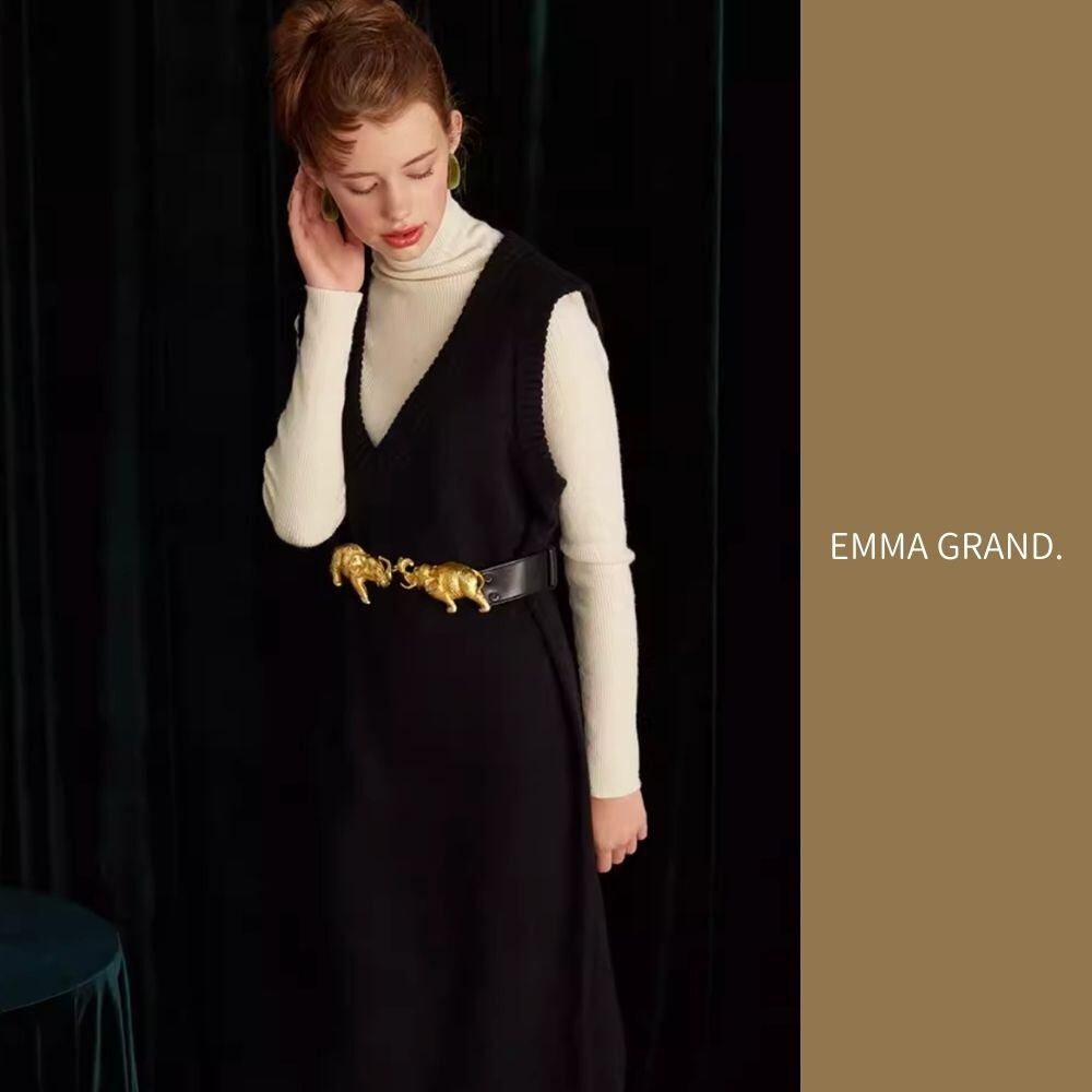 月影の王象 ゴールドバックルレザーベルト E00643 | EMMA GRAND
