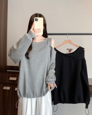 オープンショルダーオーバーサイズ カットソー 2color A0824