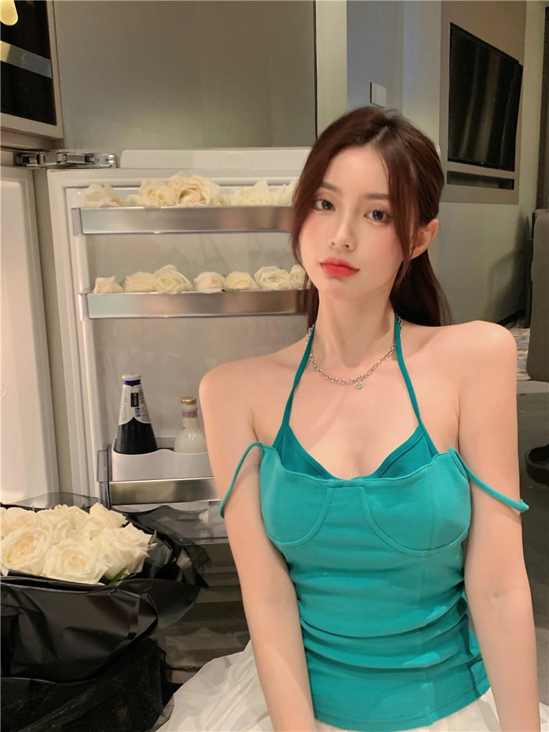 サマーショートホルタートップス 夏物 ブラックストロベリース27540506926