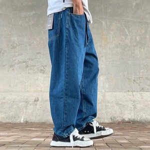 Wide taper street denim pants 1349