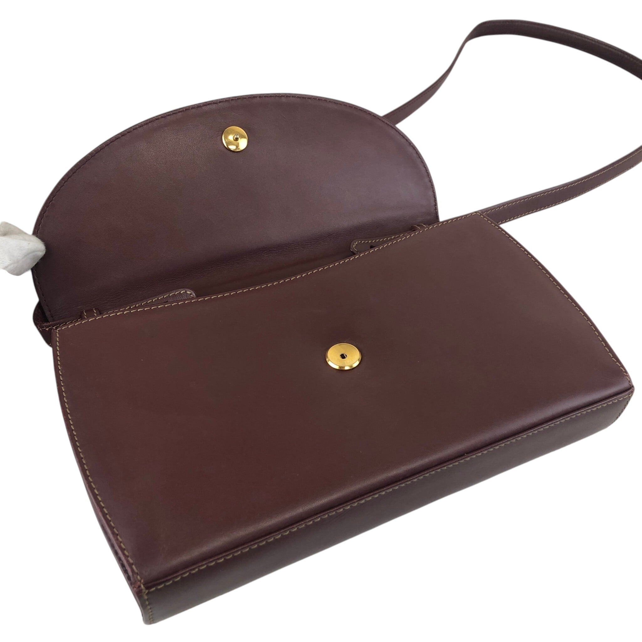 オールドカルティエ　ショルダーバッグ Cartier カルティエ マストライン ショルダーバッグ ボルドー レザー
