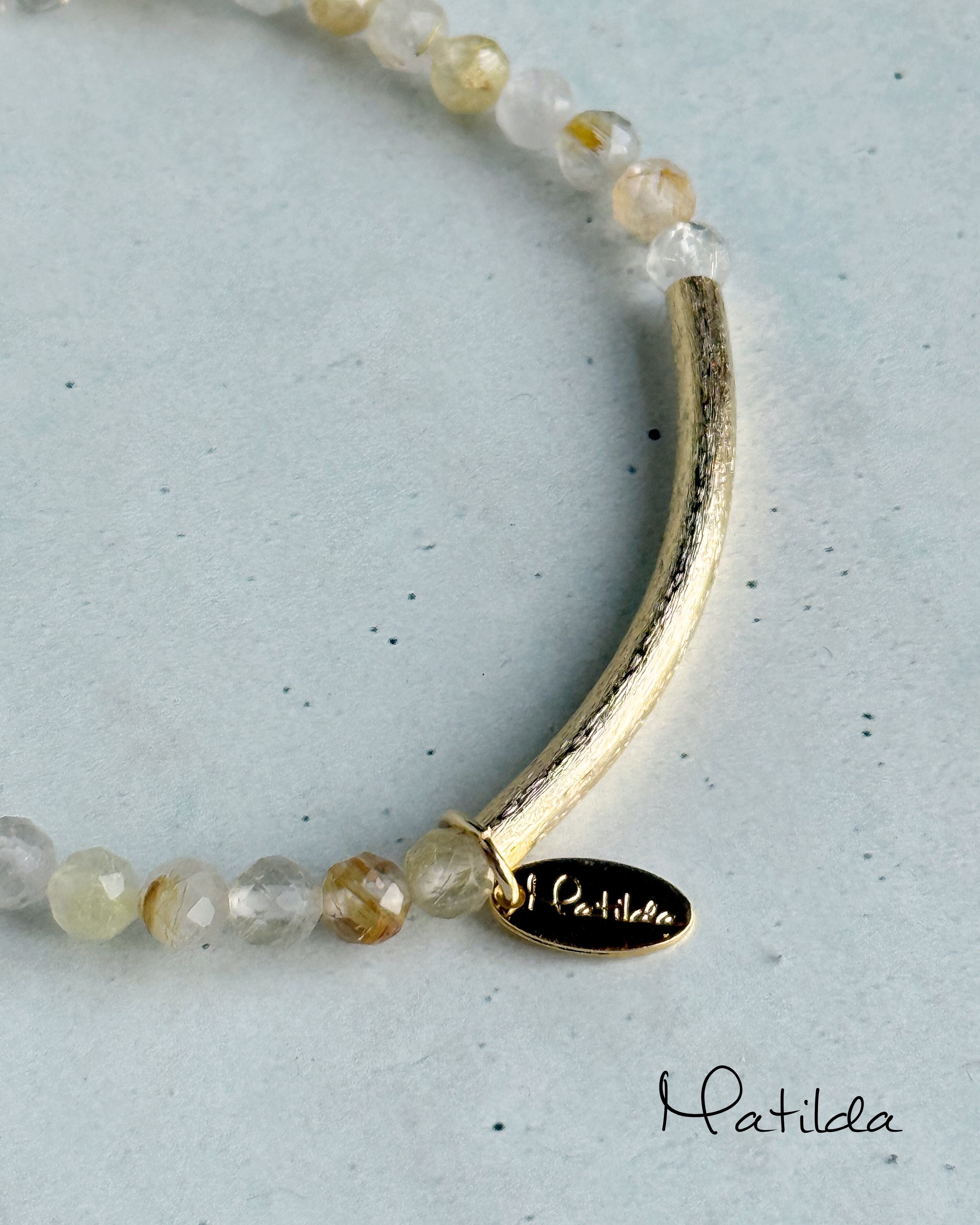 【renewal】Tube & stone bracelet(ルチルクォーツ)