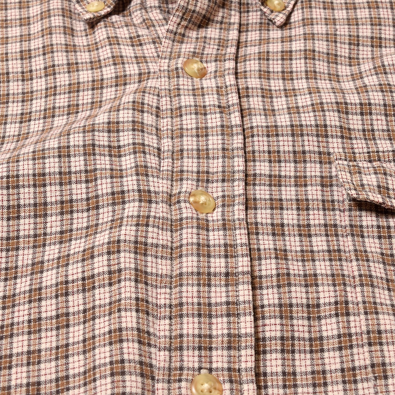 90s CHAPS Ralph Lauren リネンコットン チェック ボタンダウンシャツ