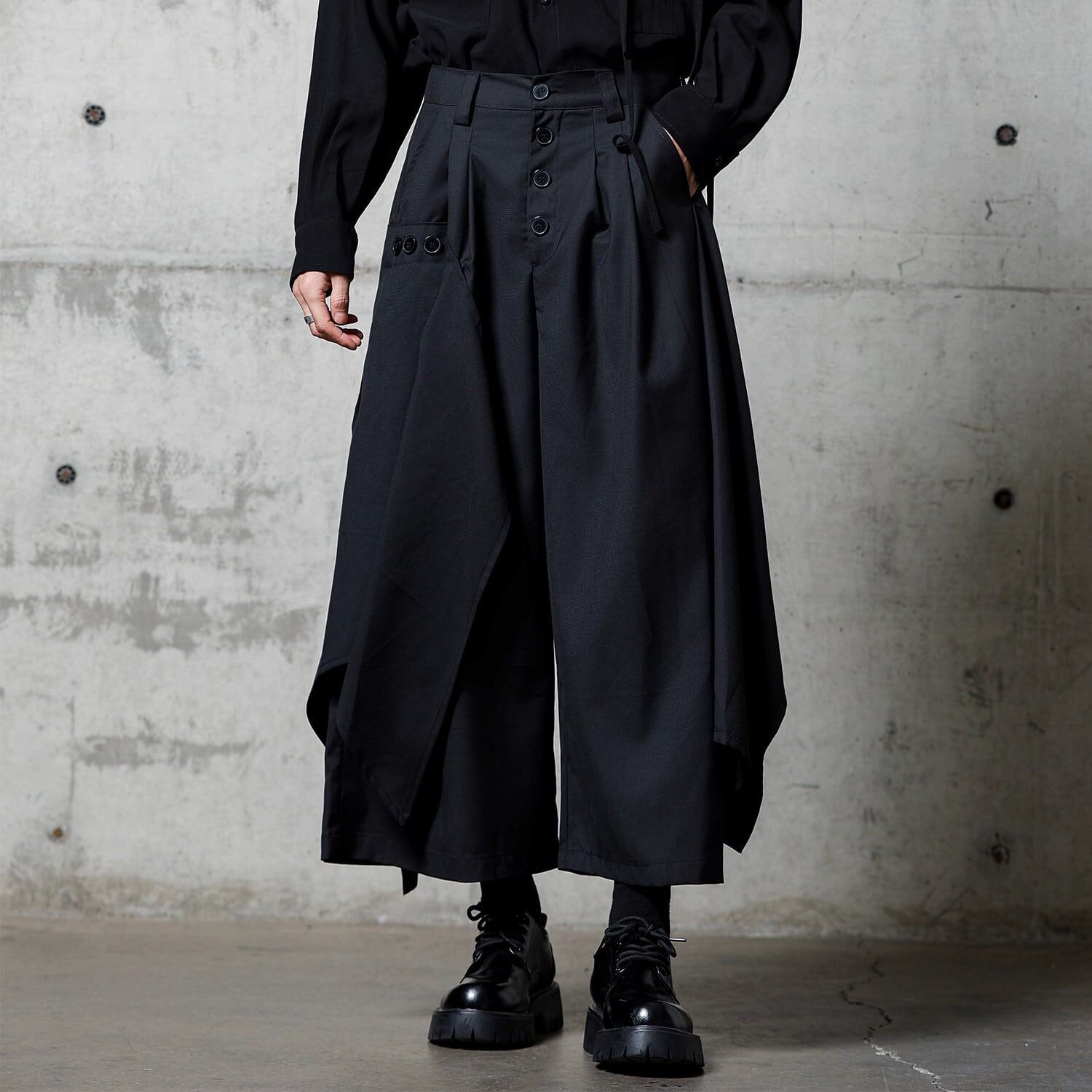 Irregular Hem Layered-look Wide Pants【TR3302】