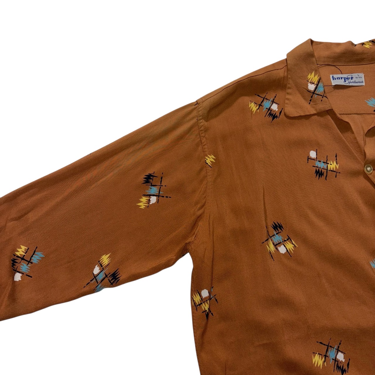 vintage 1950’s harper atomic pattern rayon L/S shirt
