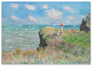 【新着特価】ポスター (クロード モネ プールヴィルの断崖の上の散歩) A2サイズ 絵画 (日本製) インテリア アートポスター 壁紙 名画