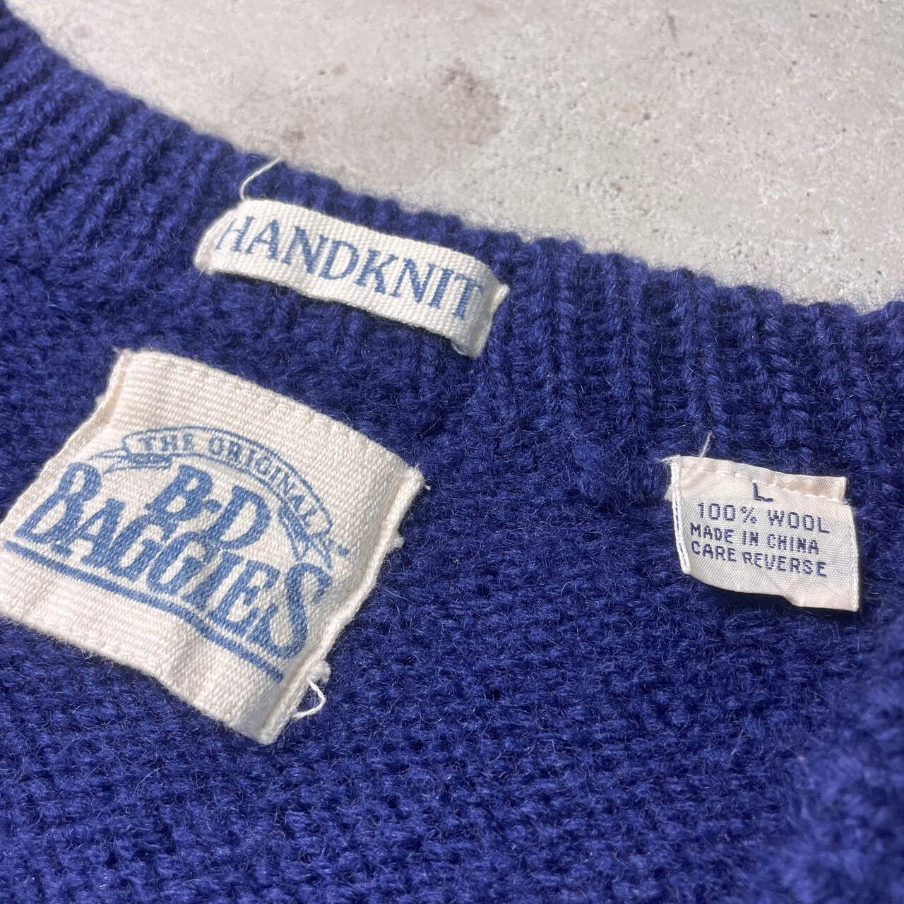 90年代 B.D.BAGGIES ウールニットカーディガン ハンドニット メンズL 