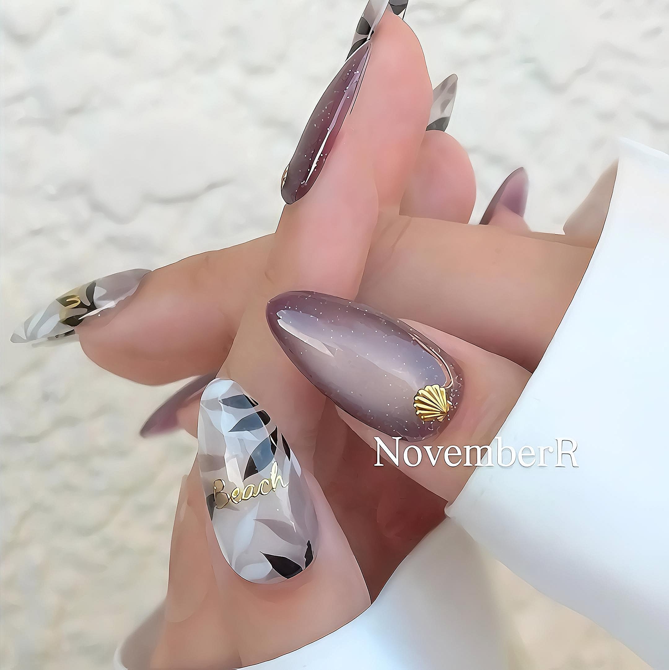 LA903☆マグネット×ボタニカルリーフネイルチップ | NovemberR