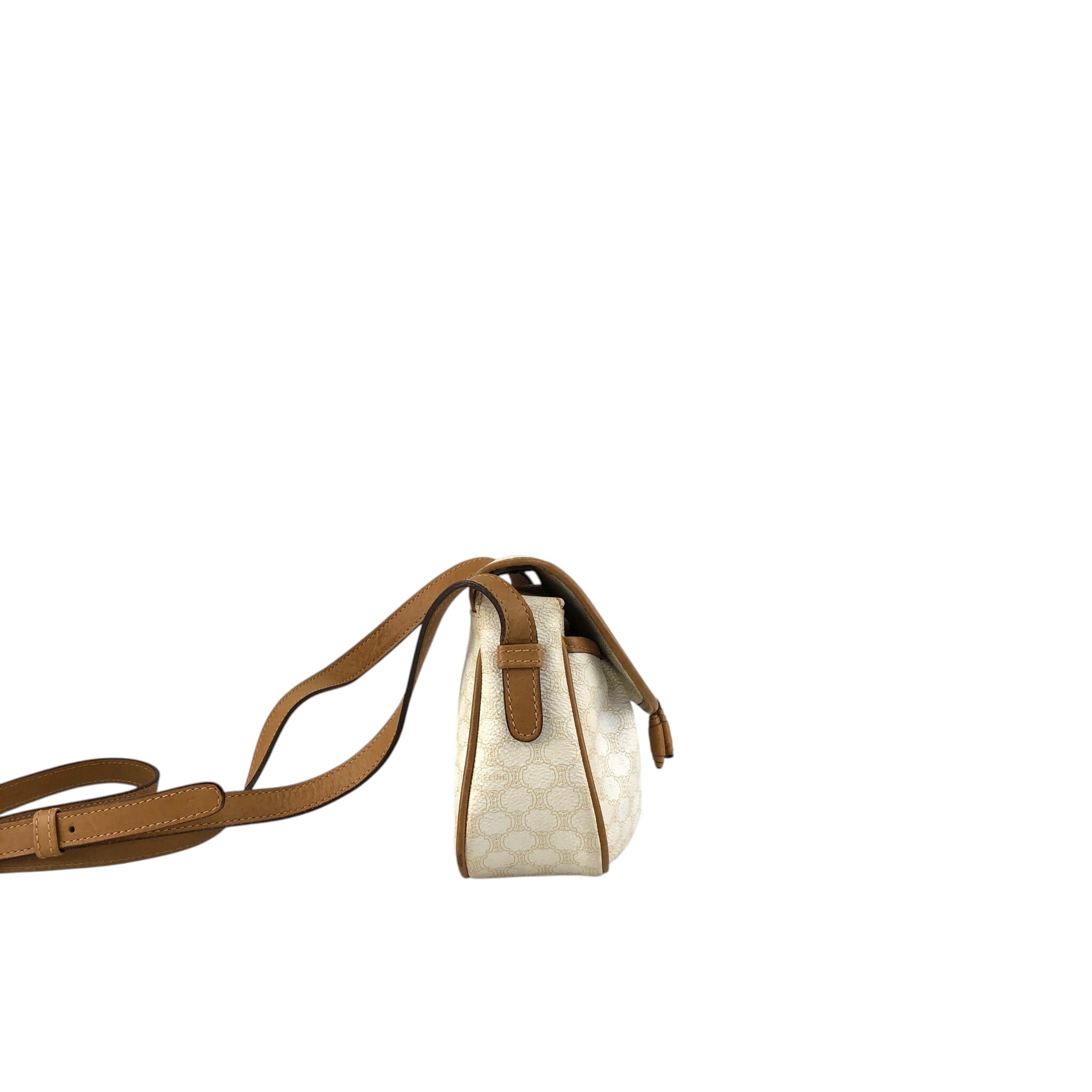 CELINE セリーヌ マカダム ショルダーバッグ ホワイト ブラゾン型押し